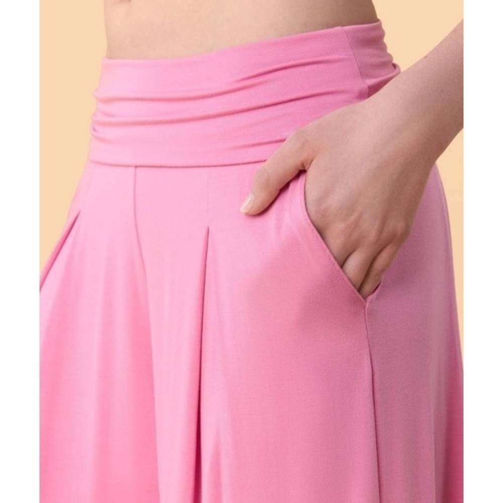 Blogilates Women's Size Large Homebody Foldover Wide Leg Pants PINK - Picture 3 of 7